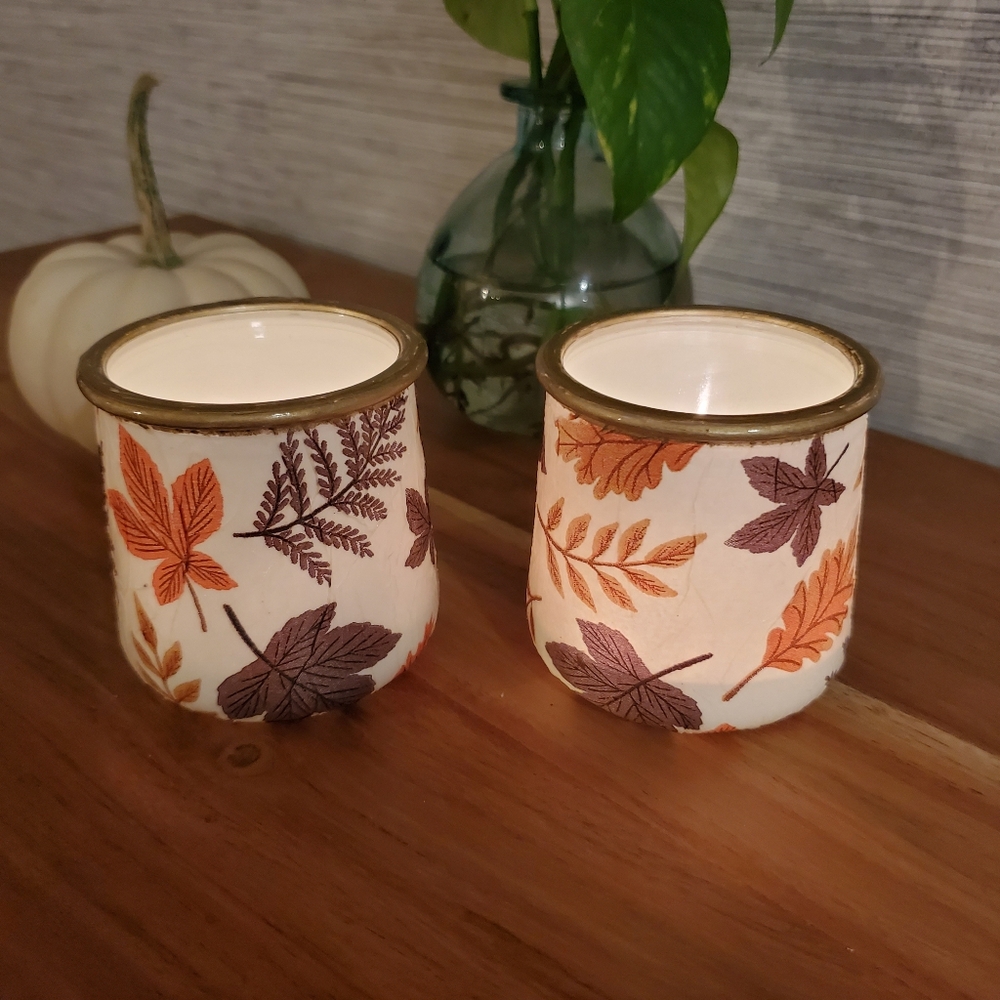 Oui Jar Seasonal Autumn Candle Votives Holder Cup Trinket Coin Jar
